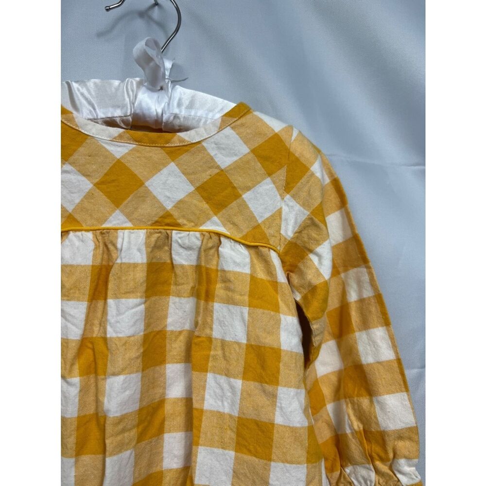 Ruffle Butts yellow and white check long sleeve dress size 2T - Picture 3 of 10
